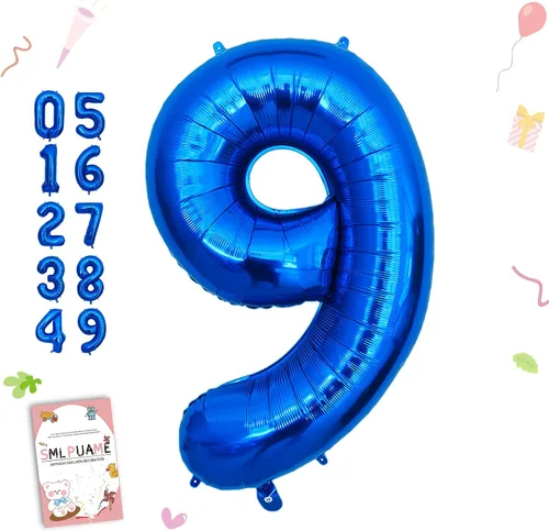 Vista 124 de Globos grandes de 40 pulgadas de números del 0 al 9, globos numéricos para decoración de fiesta de cumpleaños, globos de helio de aluminio