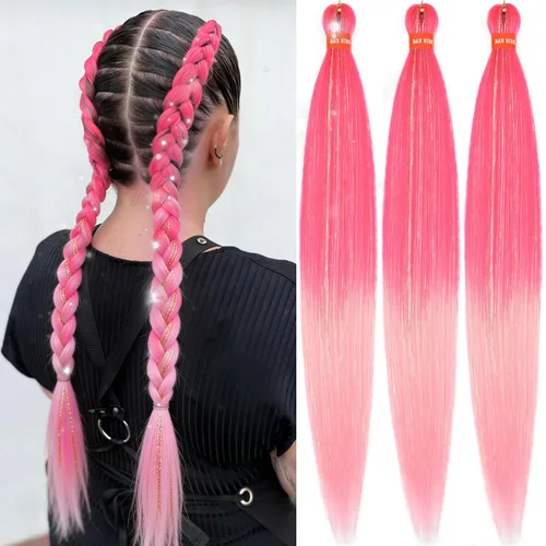 Vista 60 de Cabello trenzado preestirado ombré, extensiones de cabello trenzado sedoso, sin picazón, trenzas de cabello trenzado de ganchillo con textura Yaki
