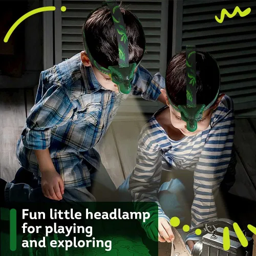 Vista 2 de Skywin Faros delanteros de dinosaurio para niños con sonido rugiente, linterna LED para niños, artículos de camping, linternas para niños y niñas