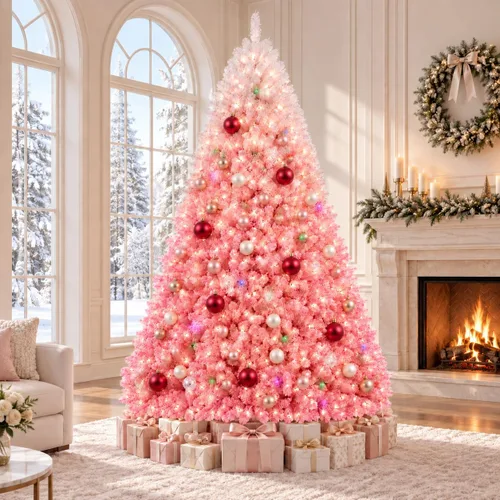 Vista 18 de Garvee 6 FT Prelit Pencil Christmas Tree, 100 Warm White LEDs, 578 Tips Snowy Pine Cones & Mixed Branches, Holiday Tree for Small Spaces