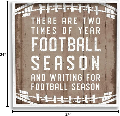 Vista 11 de Stupell Industries Frase deportiva rústica de la temporada de fútbol, diseñada por CAD Designs - Arte de pared enmarcado en blanco, 24 x 24 pulgadas