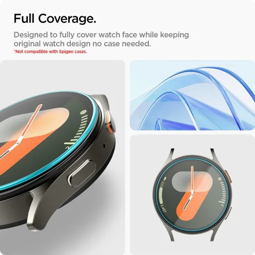 Vista 3 de Spigen Protector de pantalla de vidrio templado [GlasTR EZ FIT] diseñado para Galaxy Watch 7 (40mm) - Paquete de 2