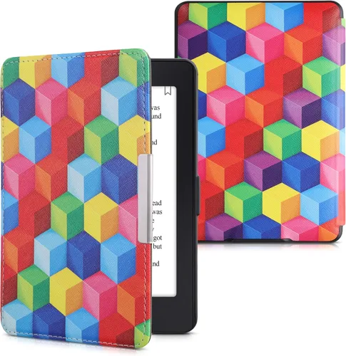 Vista 12 de kwmobile Funda compatible con Amazon Kindle PaperWhite - Funda para lector electrónico - Azul pez pequeño/azul claro/blanco