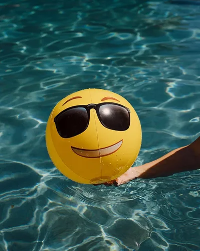 Vista 3 de Coconut Float Emoji - Pelotas de playa inflables de 18 pulgadas, ideales para fiestas de verano y eventos de natación