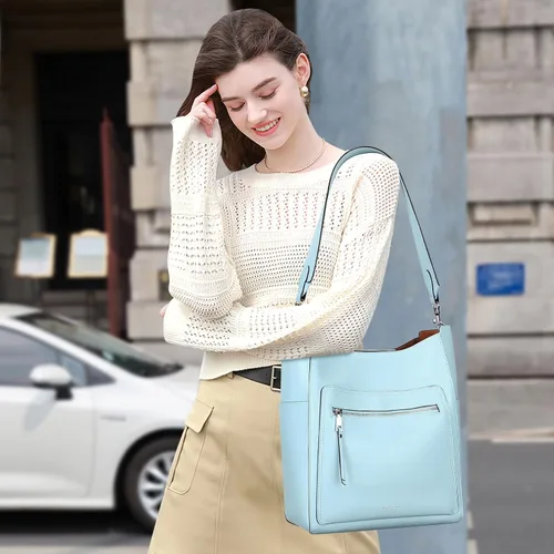 Vista 3 de Over Earth Bolsos de cuero para mujer, bolso de hombro Hobo, bolso de mano para mujer