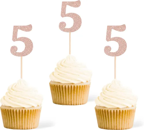 Vista 15 de Gexolenu 24 piezas doradas de doble cara para cupcakes de primer cumpleaños, decoración de pasteles, decoración de primera fiesta de cumpleaños Oro