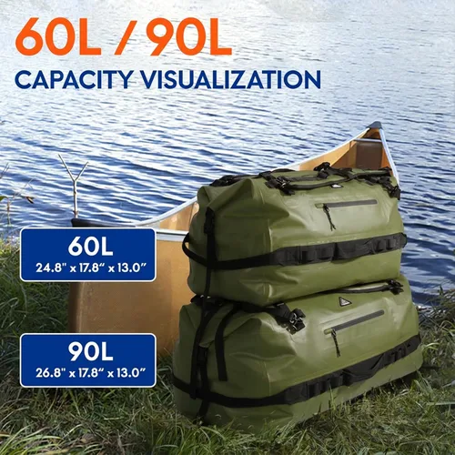 Vista 7 de Haimont Mochila Duffel Grande Impermeable con Parte Superior Enrollable, Bolsa Duffel Seca de Servicio Pesado para Navegación, Viajes, Camping