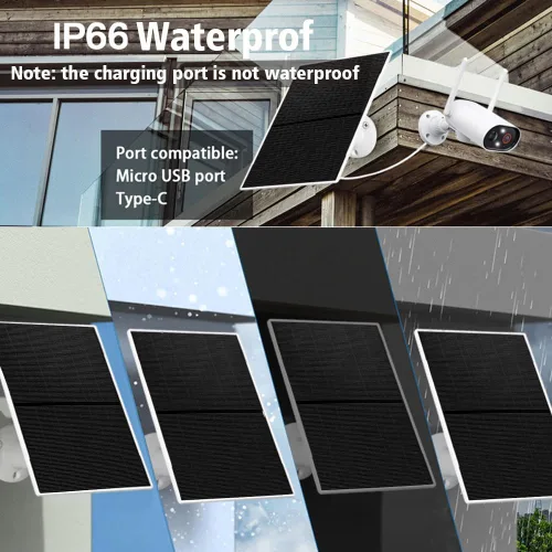 Vista 7 de Cargador de panel solar para cámaras de seguridad al aire libre, 10 W, CC 5 V, compatible con cámaras de batería recargable micro USB y tipo C