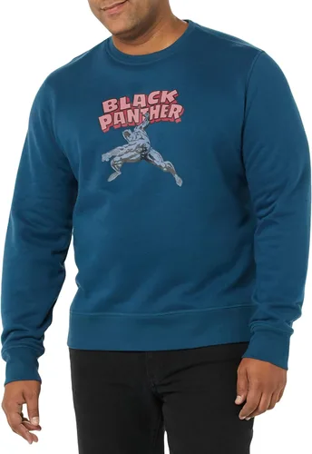 Vista 4 de Amazon Essentials Disney Marvel Star Wars Sudadera de forro polar con cuello redondo para hombre Marvel Black Panther