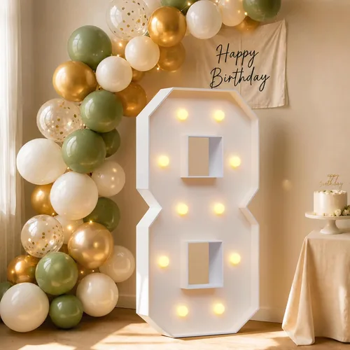 Vista 20 de imprsv Número de marquesina de 4 pies, números de mosaico para globos, marco de globos de mosaico, globo número 0 para decoración de cumpleaños 30
