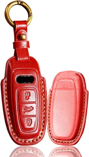 Vista 14 de ontto Funda de cuero para llave de entrada sin llave con protección completa, compatible con Audi A4 Q7 Q5 TT A3 A6 negro (tipo A)