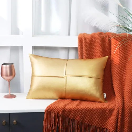 Vista 18 de BRAWARM Fundas de Almohada Decorativas de Cuero Sintético 12 X 20 Pulgadas, Fundas de Almohada Lumbar de Cuero Naranja Paquete de 2, Almohadas