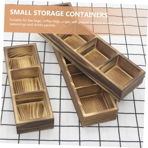 Vista 7 de Caja de almacenamiento de madera de 3 compartimentos para bolsas