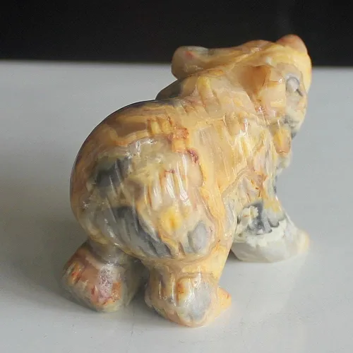 Vista 3 de Figura de oso de cristal tallada a mano de 2 '' talla de animal (ágata de encaje loco 2)