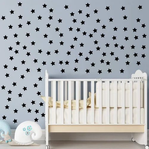 Vista 3 de Juego de 100 calcomanías de estrella para pared, removibles, despegar y pegar, decoración de vinilo para el hogar, dormitorio, sala de estar Negro