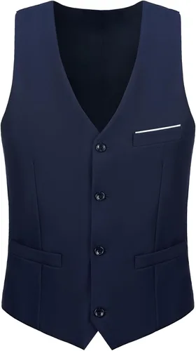 Vista 2 de Mens Suit Vest Formal Dress Tuxedo Vests for Men Slim Fit Casual Business Wedding Waistcoat