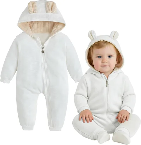 Vista 87 de Simplee Kids Enterizo con diseño de conejo de Pascua con capucha, para bebé, overol con cremallera y orejas largas