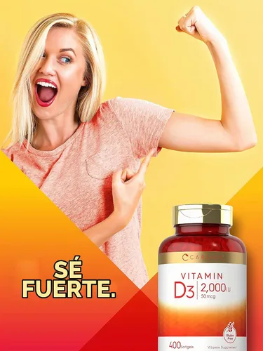 Vista 6 de Carlyle Vitamina D3 2000IU cápsulas blandas 400 unidades 50 mcg Fórmula sin OMG, sin gluten Suplemento de vitamina D