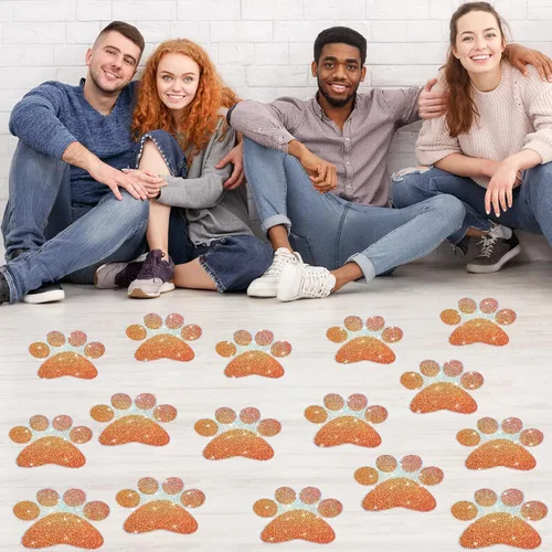 Vista 19 de ReliThick 30 Piezas Calcomanías de Suelo con Huellas de Patas 7.5" Huellas de Patas Grandes Adhesivo de Pared Autoadhesivo Calcomanía de Suelo