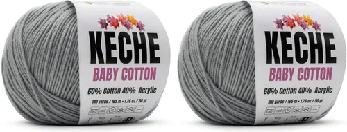 Vista 104 de Keche Hilo de Algodón, 60% Algodón 40% Hilo Acrílico, Hilo de Algodón Suave para Crochet y Tejer, Hilo Amigurumi 1 Madeja/Bola 1.76 Oz (50g) / 180