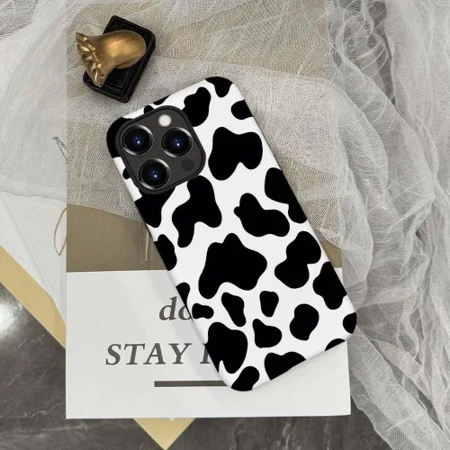 Vista 6 de SEized Funda compatible con iPhone 13 Pro Max, funda de teléfono con patrón de vaca blanca y negra para niñas, mujeres, niños y hombres, funda