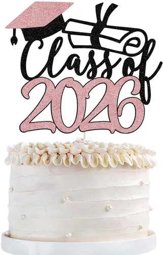 Vista 15 de Gold Class of 2025 - Decoración para tartas de graduación con purpurina para la clase de 2025, suministros de fiesta de graduación – Graduados
