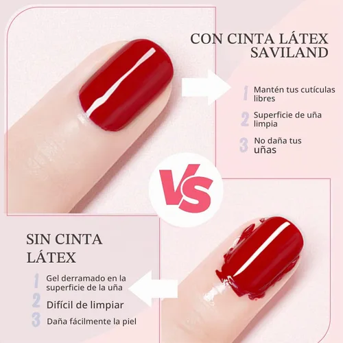 Vista 2 de SAVILAND Látex de uñas con pinzas, barrera de esmalte de 1.06 onzas líquidas, cinta fácil de usar para protección de cutículas, suministros