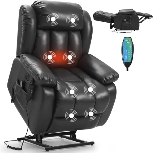 Vista 12 de PARKOL Silla reclinable eléctrica para ancianos y personas mayores, sillón reclinable eléctrico de cuero transpirable con masaje por vibración
