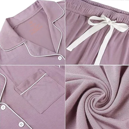 Vista 5 de Pijama con botones para mujer, de manga larga, suave, para descansar, tallas XS-XXL