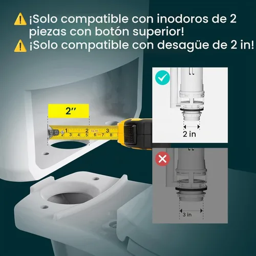 Vista 4 de R&T Kit de repuesto de válvula de descarga de inodoro de 2 pulgadas con botón pulsador, junta de tanque a tazón con pernos SUS304, kit de reparación
