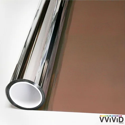 Vista 2 de Rollo de película autoadhesiva de vinilo con acabado de espejo de bronce unidireccional (12 x 60 pulgadas)