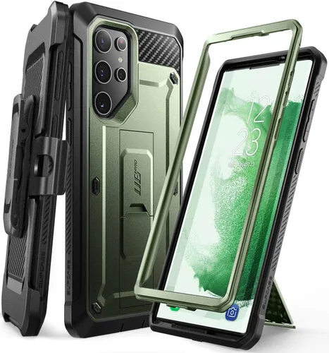 Vista 11 de SUPCASE Funda para Samsung Galaxy S22 Ultra con Soporte (Unicorn Beetle Pro), [Marco Frontal Integrado y Clip para Cinturón]