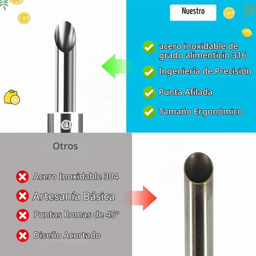 Vista 3 de Paquete de 1 perforador de acero inoxidable 316 para tapas de plástico, vasos de limonada, perforador de agujero afilado de limonada