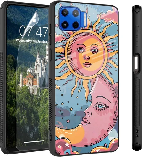 Vista 48 de Funda para Motorola Moto Edge 2022, cubierta trasera de vidrio templado con protector de pantalla, funda protectora a prueba de golpes para Motorola