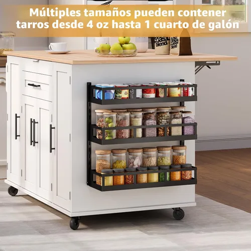 Vista 2 de X-cosrack Organizador de especias de montaje en pared, 5 niveles de altura ajustable, estante de especias colgante para armario de despensa