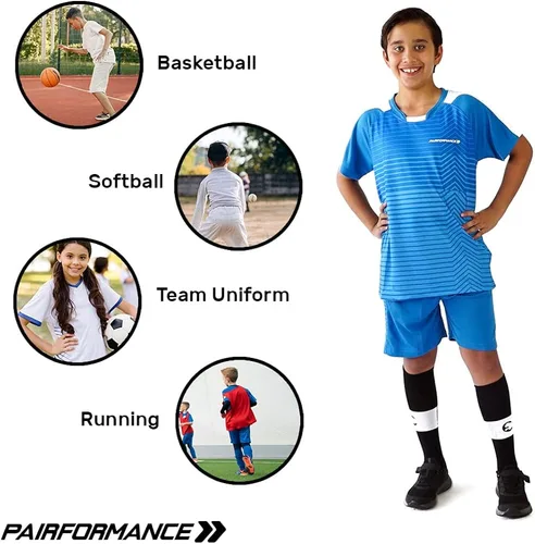 Vista 3 de PAIRFORMANCE Conjunto de camisetas de fútbol para niños, uniforme de entrenamiento de equipo deportivo de 6 a 12 años, para niños y niñas, conjunto