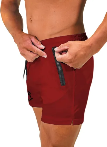 Vista 2 de MAIKANONG Pantalones cortos de gimnasio para hombre, culturismo, entrenamiento al aire libre, secado rápido, con bolsillos con cremallera