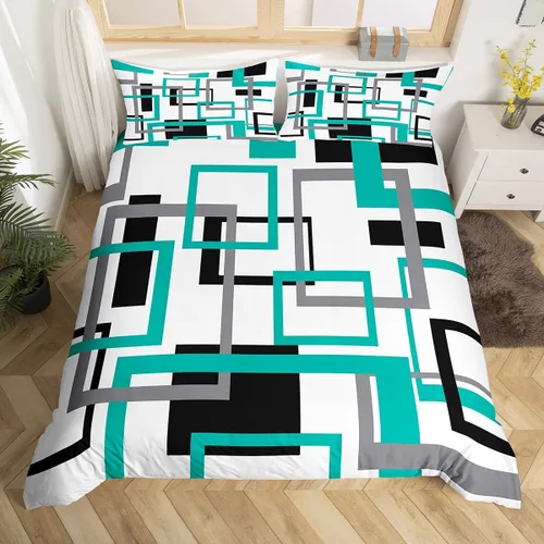 Vista 28 de Erosebridal Funda de edredón a rayas color negro y beige, funda de edredón bohemia moderna geométrica abstracta para mujeres, hombres y adultos