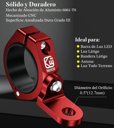Vista 2 de BRCOVAN Soporte de luz de látigo UTV, soporte de bandera de látigo de aleación de aluminio macizo, soporte de montaje de barra de luz LED