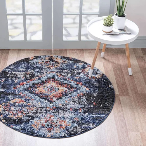 Vista 16 de Unique Loom Morocco Collection Medallion, alfombra abstracta (2 pies 2 pulgadas x 3 pies 0 rectangular, marfil/azul)