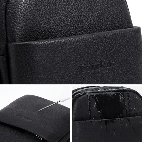 Vista 8 de Colins Keirs Bolsa de mensajero para hombre, correa ajustable casual, bolsa lateral para hombre, bolsa de hombro de cuero genuino para hombre, bolsa