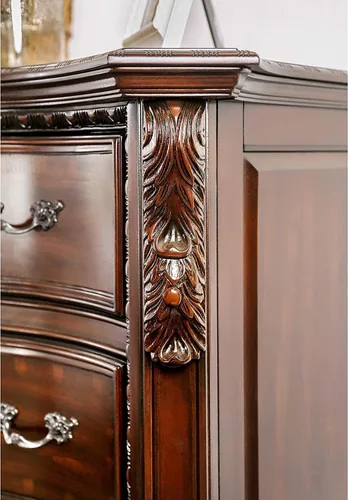 Vista 2 de Mesita de noche de madera maciza con acabado de cereza antigua (mesita de noche)