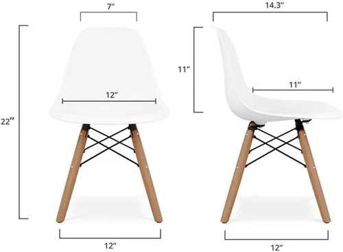 Vista 6 de Sillas de plástico y madera de 21.75 pulgadas para sala de juegos para niños en blanco (juego de 2)