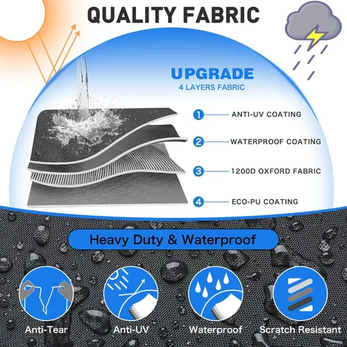 Vista 3 de Funda impermeable de poliuretano 1200D resistente para lancha, lona de poliéster de grado marino, para casco en V de 14 a 16 pies, lancha de pesca