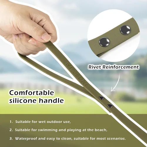 Vista 4 de WOLFONE Correa de PVC impermeable para perro, correa de entrenamiento larga de 10 pies, núcleo de nailon resistente sin enredos, correa recubierta