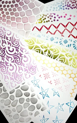 Vista 4 de Alinacutle 10 plantillas de plástico reutilizables, plantillas de pintura, plantillas de dibujo artístico para álbumes de recortes, galletas