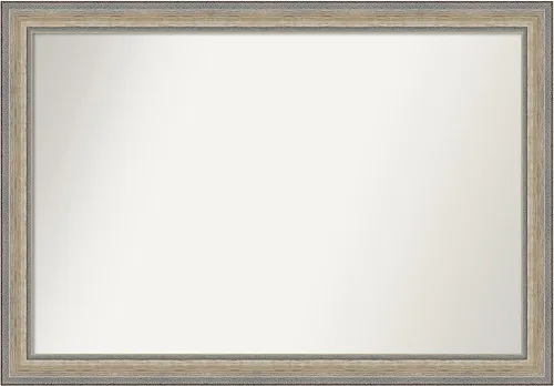 Vista 100 de Amanti Art Espejo de baño plateado para sobre el fregadero, 28 x 37 pulgadas, elegante espejo rectangular de peltre cepillado, marco de madera