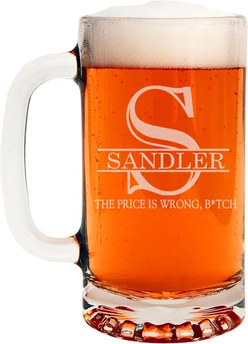 Vista 56 de Taza de cerveza de vidrio con monograma grabado de 16 onzas (letra A), regalos de cerveza personalizados de la A a la Z para hombres, Día del Padre