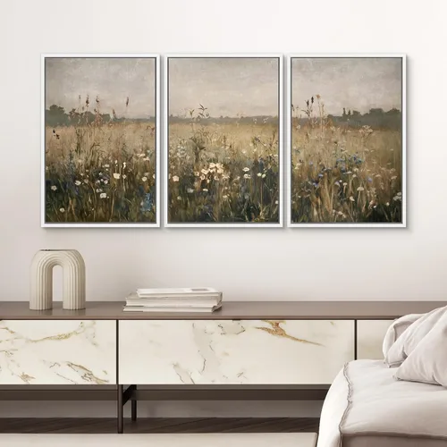 Vista 67 de SIGNWIN Lienzo enmarcado para pared, juego de arte pastel con cadena montañosa, bosque, niebla, naturaleza silvestre, ilustraciones modernas, arte