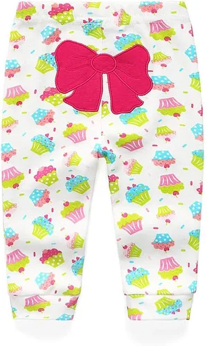 Vista 3 de Leggings unisex de algodón para recién nacido, paquete de 4 pantalones bordados, casuales, de 0 a 24 meses, para niños y niñas